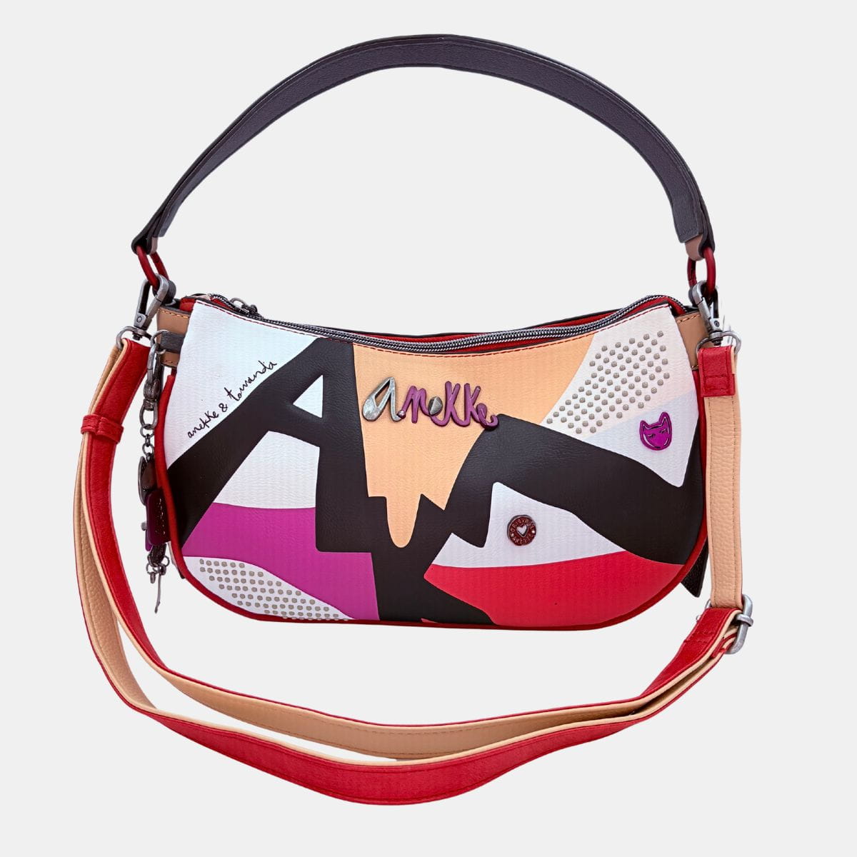 Owalna torebka Anekke Hollywood's Fashion 38791-223 – multikolor, ekoskóra, 2 paski