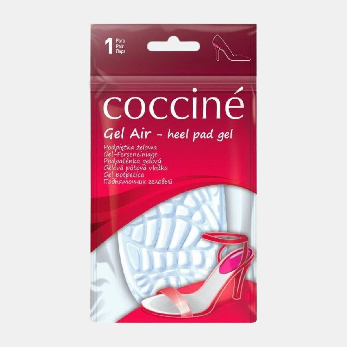 Żelowe podpiętki Gel Air - heel pad gel -przezroczyste COCCINE– amortyzacja i komfort pięt